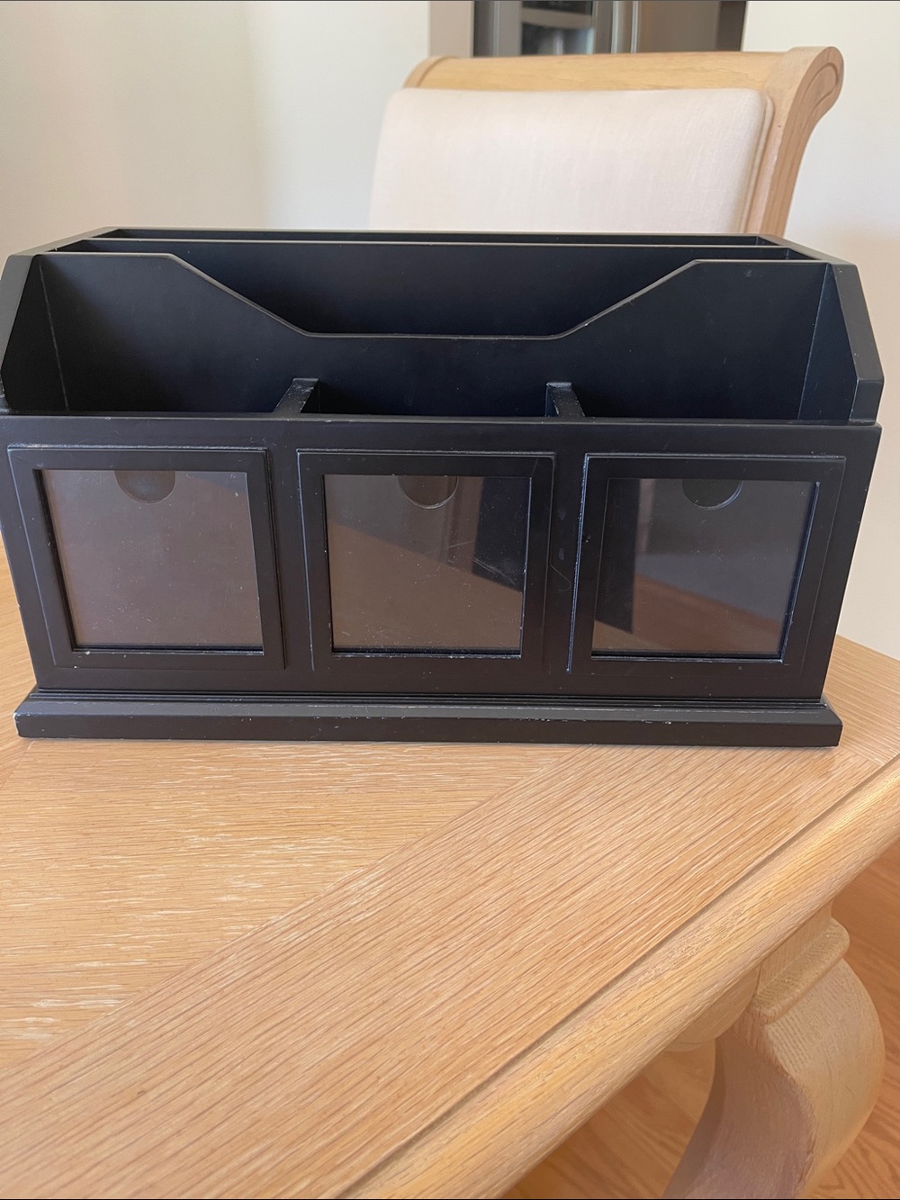 POTTERYBARN  Black Wooden Desk Organizer Caddy